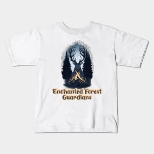 Enchanted Forest Guardians - bonefire - Forest Deer Kids T-Shirt
